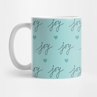 Winter pattern with handwritten lettering and hearts Mug